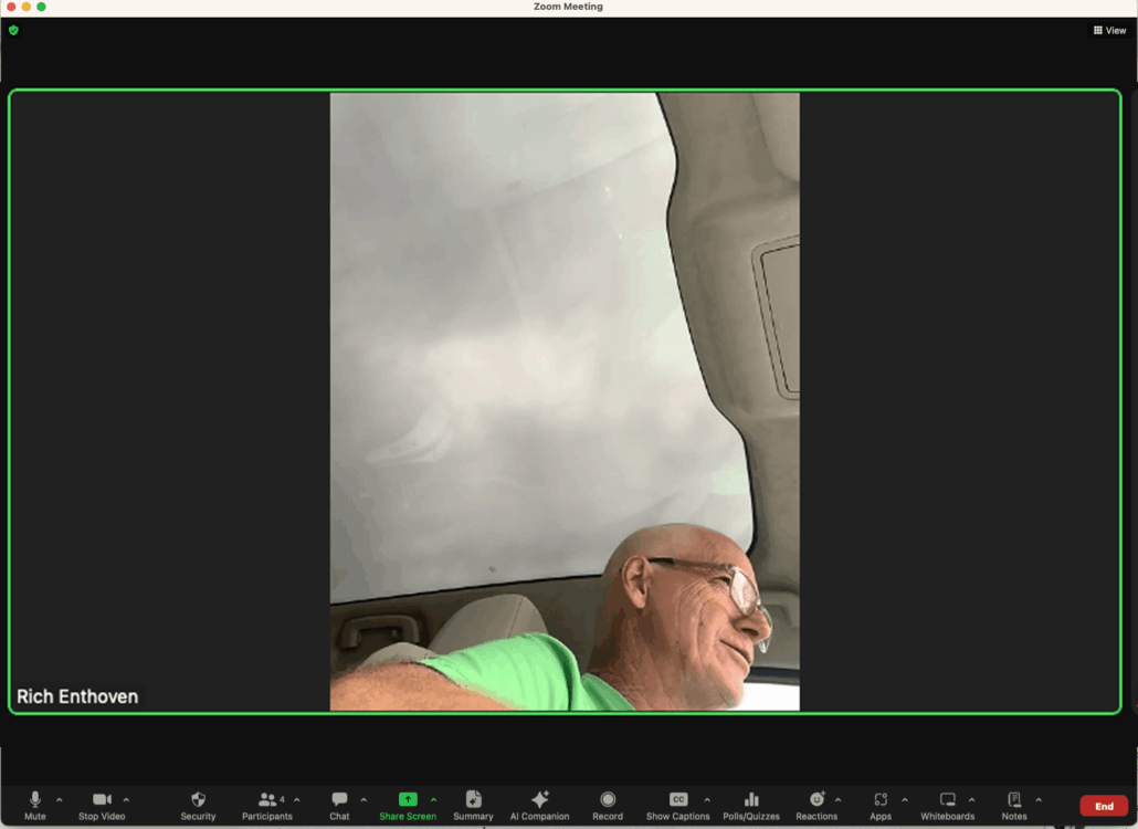 Screenshot of Rich Enthoven during an online meeting